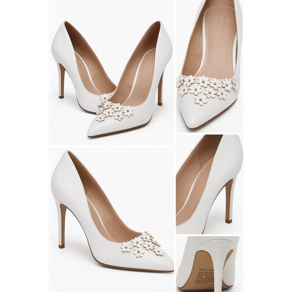 Lauren Conrad White Floral Embellished Heels – Size 9.5 Women’s